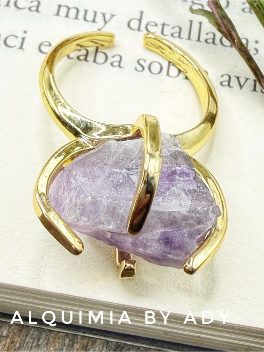 ✨ RAW AMETHYST GOLD RING — Adjustable | Natural Crystal | Protection + Intuition - Picture 2 of 2